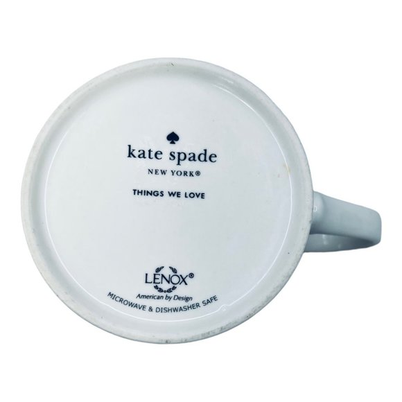 Kate Spade "Things We Love" Classic Blue & White Coffee Mug Collab with Lenox - Picture 9 of 9